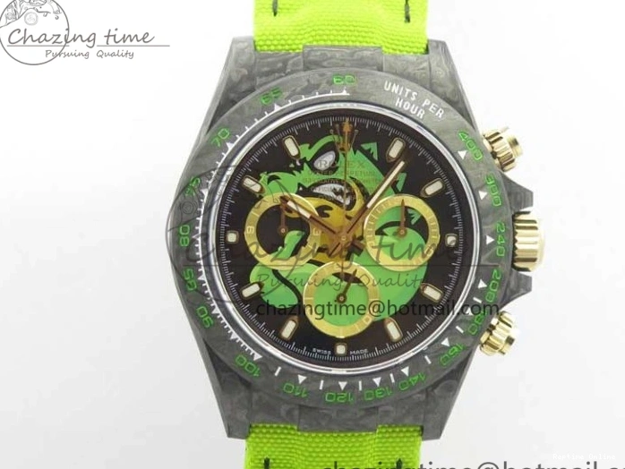 0507 Daytona DIW Carbon V2 WWF Best Edition Black Green Dial On Green Nylon Strap A UrbanChic 3110